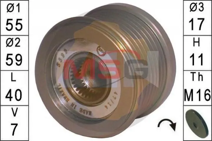 Фото 1 - Шків генератора інерційний ZEN ZN 5599 Шків генератора інерційний ZEN ZN 5599 (фото 1)