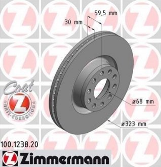 Тормозные диски передние Zimmermann 100123820 (фото 1)