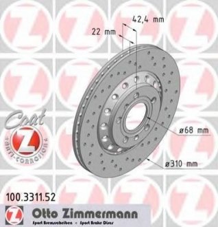 Тормозной диск Zimmermann 100.3311.52