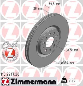 Диск тормозной Zimmermann 110.2217.20