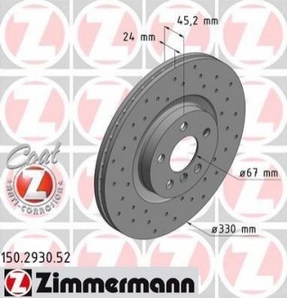 Гальмівний диск Zimmermann 150.2930.52 (фото 1)