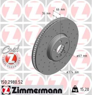 Передній лівий BMW 3 G20 318-M340i 374x36 Zimmermann 150298052