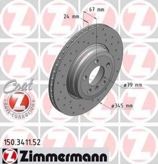 Гальмівний диск Zimmermann 150.3411.52 (фото 1)