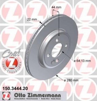 Гальмівні диски передні Zimmermann 150344420 (фото 1)