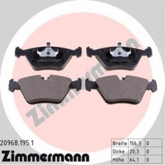 Комплект тормозных колодок, дисковый тормоз Zimmermann 20968.195.1