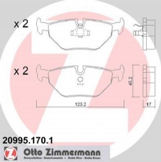 Комплект гальмівних колодок, дисковий гальмо Zimmermann 20995.170.1