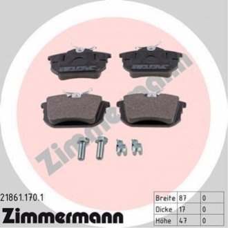 Комплект тормозных колодок, дисковый тормоз Zimmermann 21861.170.1 (фото 1)