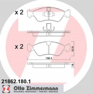 Комплект гальмівних колодок, дисковий гальмо Zimmermann 21862.180.1 (фото 1)