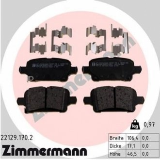Комплект тормозных колодок, дисковый тормоз Zimmermann 22129.170.2