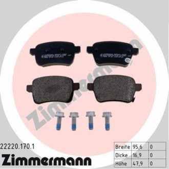 Комплект тормозных колодок, дисковый тормоз Zimmermann 22220.170.1