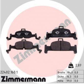 Комплект тормозных колодок, дисковый тормоз Zimmermann 22402.160.1