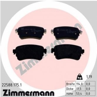 Комплект гальмівних колодок, дискове гальмо Zimmermann 22588.175.1