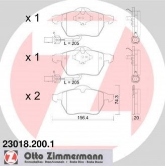Комплект гальмівних колодок, дисковий гальмо Zimmermann 23018.200.1 (фото 1)