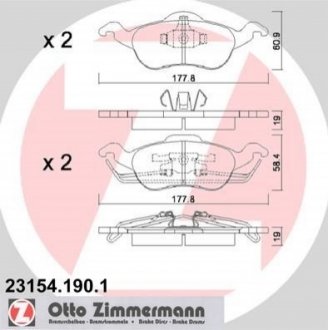 Комплект гальмівних колодок, дисковий гальмо Zimmermann 23154.190.1