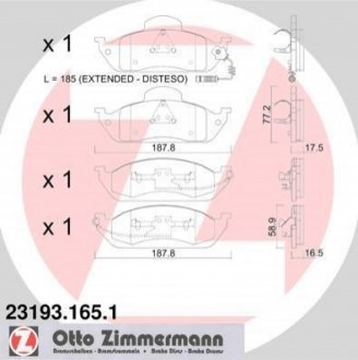 Комплект гальмівних колодок, дисковий гальмо Zimmermann 23193.165.1