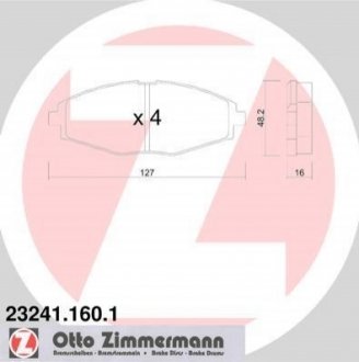 Комплект гальмівних колодок, дисковий гальмо Zimmermann 23241.160.1 (фото 1)