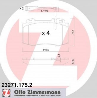 Комплект гальмівних колодок, дисковий гальмо Zimmermann 23271.175.2 (фото 1)