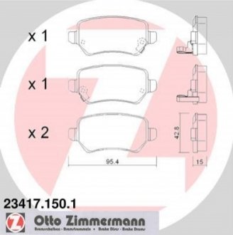 Комплект гальмівних колодок, дискове гальмо Zimmermann 23417.150.1 (фото 1)
