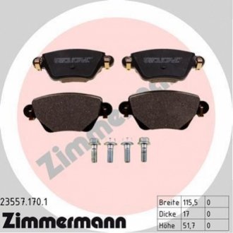 Комплект тормозных колодок, дисковый тормоз Zimmermann 23557.170.1