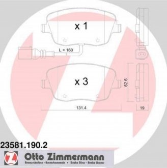 Комплект гальмівних колодок, дисковий гальмо Zimmermann 23581.190.2