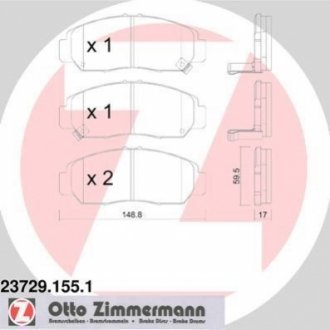 Комплект тормозных колодок, дисковый тормоз Zimmermann 23729.155.1 (фото 1)