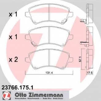 Комплект тормозных колодок, дисковый тормоз Zimmermann 23766.175.1