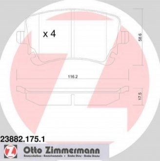 Комплект тормозных колодок, дисковый тормоз Zimmermann 23882.175.1 (фото 1)