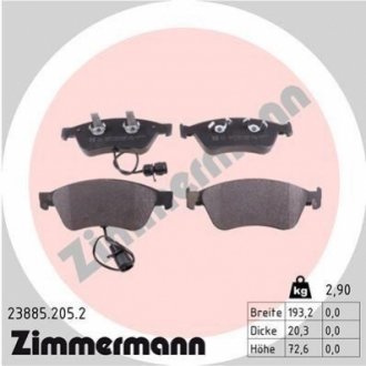 Комплект тормозных колодок, дисковый тормоз Zimmermann 23885.205.2