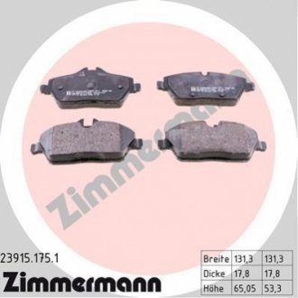 Комплект тормозных колодок, дисковый тормоз Zimmermann 23915.175.1