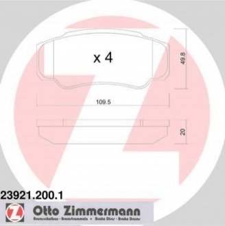 Комплект гальмівних колодок, дисковий гальмо Zimmermann 23921.200.1
