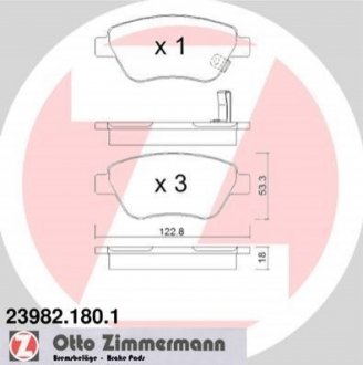 Комплект тормозных колодок, дисковый тормоз Zimmermann 23982.180.1