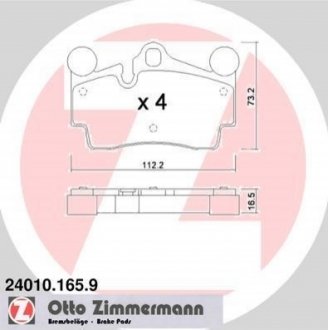 Комплект гальмівних колодок, дисковий гальмо Zimmermann 24010.165.9