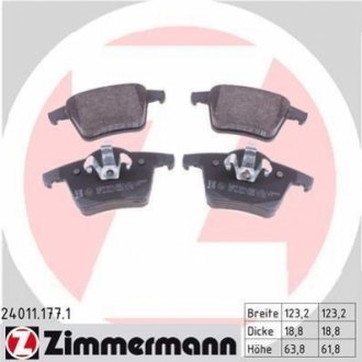 Комплект тормозных колодок, дисковый тормоз Zimmermann 24011.177.1