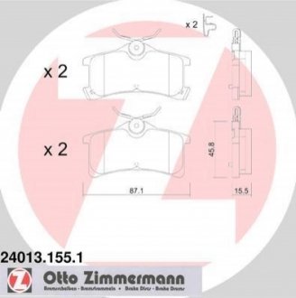 Комплект тормозных колодок, дисковый тормоз Zimmermann 24013.155.1 (фото 1)