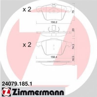Комплект гальмівних колодок, дисковий гальмо Zimmermann 24079.185.1