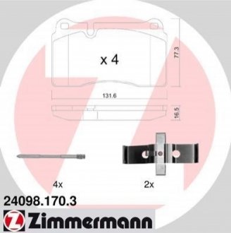 Комплект гальмівних колодок, дисковий гальмо Zimmermann 24098.170.3
