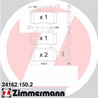 Комплект тормозных колодок, дисковый тормоз Zimmermann 24162.150.2 (фото 1)