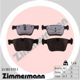 Комплект тормозных колодок, дисковый тормоз Zimmermann 24180.970.1