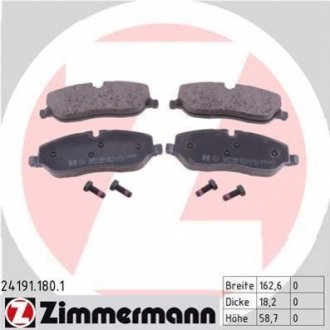 Комплект гальмівних колодок, дискове гальмо Zimmermann 24191.180.1