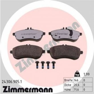 Комплект гальмівних колодок, дискове гальмо Zimmermann 24306.905.1