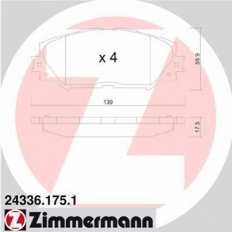 Комплект гальмівних колодок, дисковий гальмо Zimmermann 24336.175.1
