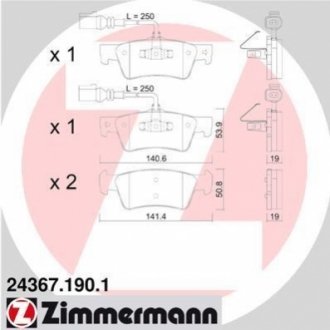 Комплект гальмівних колодок, дисковий гальмо Zimmermann 24367.190.1