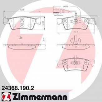 Комплект гальмівних колодок, дисковий гальмо Zimmermann 24368.190.2