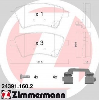 Комплект тормозных колодок, дисковый тормоз Zimmermann 24391.160.2