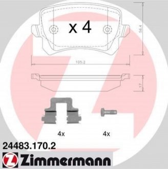 Комплект гальмівних колодок, дисковий гальмо Zimmermann 24483.170.2 (фото 1)