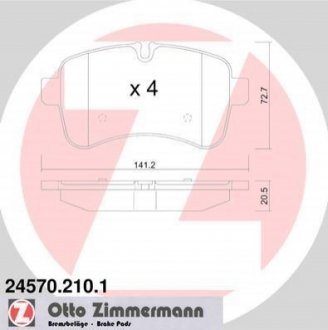 Комплект гальмівних колодок, дисковий гальмо Zimmermann 24570.210.1 (фото 1)