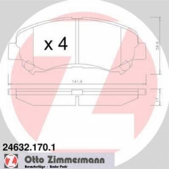 Комплект гальмівних колодок, дисковий гальмо Zimmermann 24632.170.1 (фото 1)