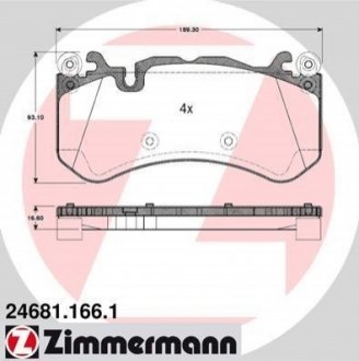 Комплект тормозных колодок, дисковый тормоз Zimmermann 24681.166.1