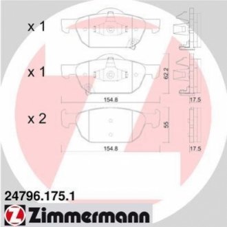 Комплект тормозных колодок, дисковый тормоз Zimmermann 24796.175.1 (фото 1)