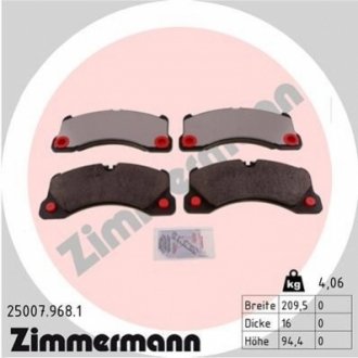 Комплект тормозных колодок, дисковый тормоз Zimmermann 25007.968.1 (фото 1)